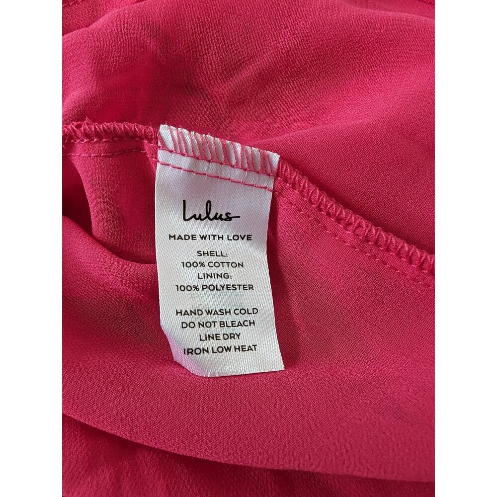 Lulus Cinched It‎ Magenta Ruffled Belted Shift Mini Dress Size Medium Pink New - Picture 8 of 9